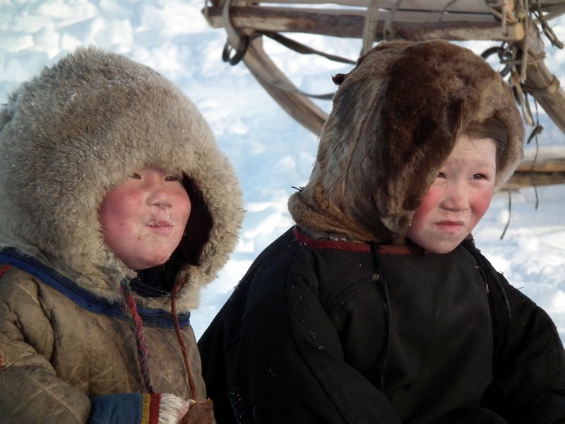 Nenets children on the Yamal Peninsula, Arctic Siberia
