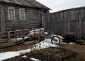 A home-made wooden wheelbarrow in Kashkarantsy. a Tersky Coast village on the White Sea, Kola Peninsula, Arctic Russia