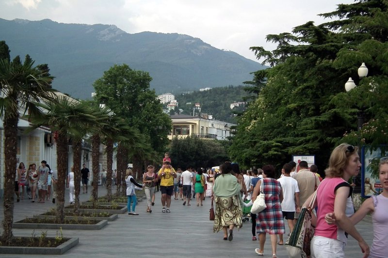 Pedestrian street in Yalta, Crimea, Ukraine