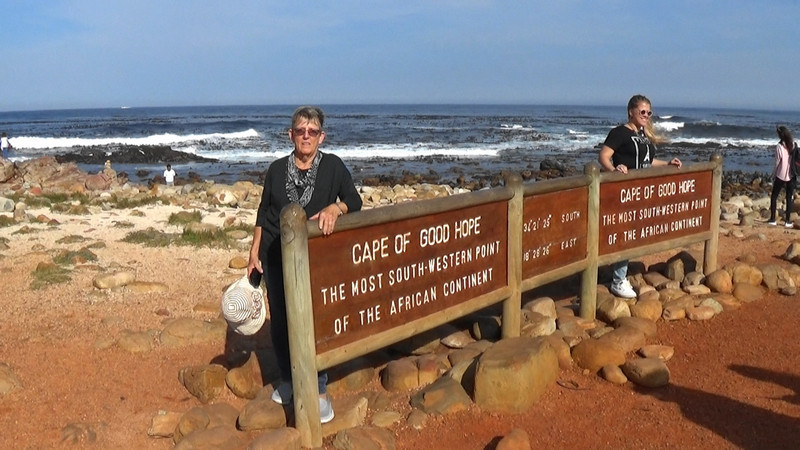 Gretchen at the world famous sign for the true position of the most south western point of Africa