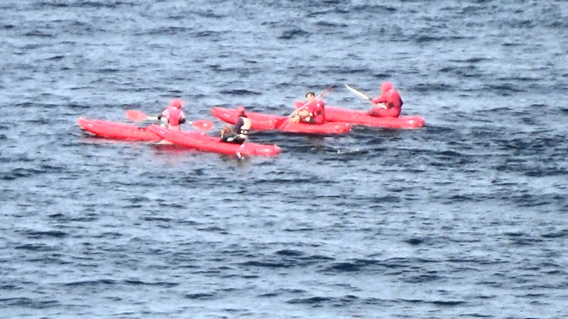 Sea kayakers just off shore