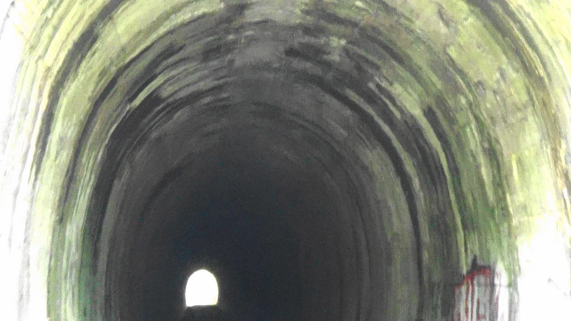 The other end of the Kawatiri rail tunnel 185 metres away