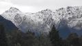 The mountains of the Southern Alps before they disappeared in the rain that set in,Fox Glacier