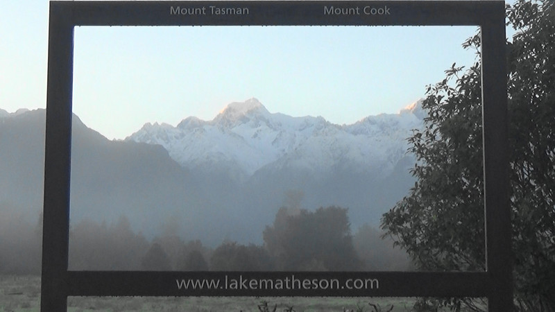 Mountains in the frame at Lake Mathieson