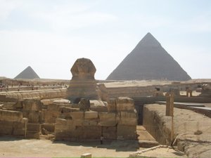 Sphinx and two pyramids,Cairo