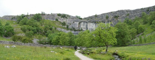 A wall of limestone rock,Malham Cove