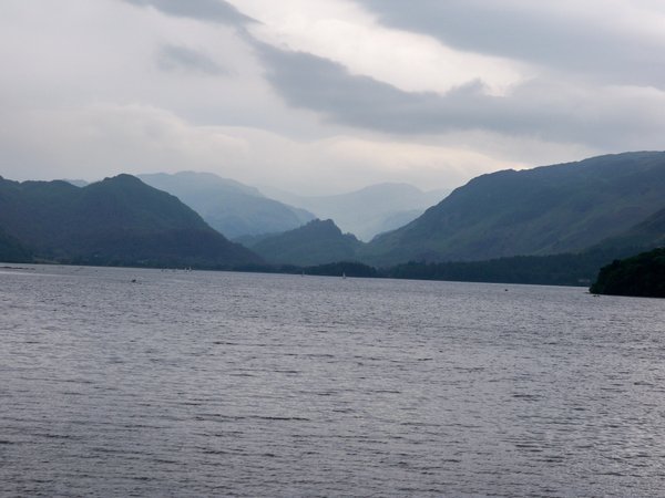 Derwent Water and mountains in the haze