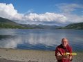 Enjoying a beer beside Loch Broom