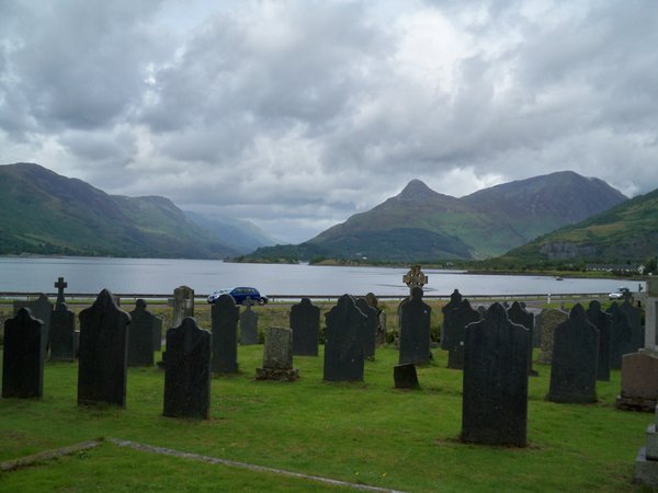 Church cemetary and Loch Leven