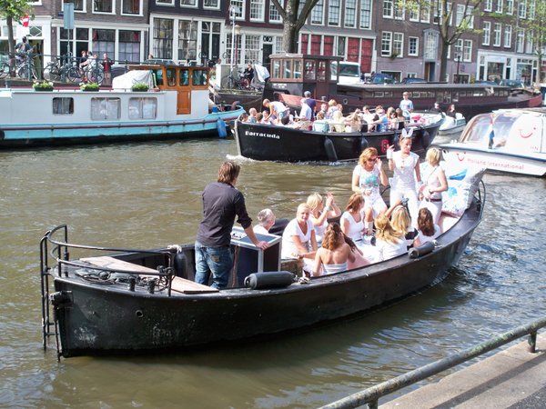 Hen party hits the canal,Amsterdam