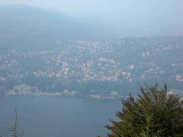 Lake Como and city in the haze