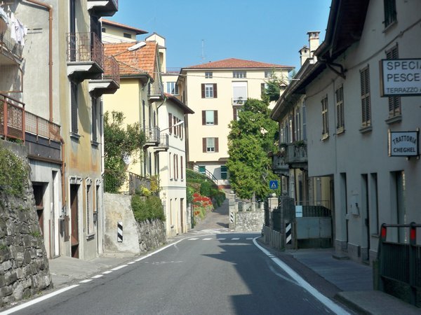 Driving through a village on Lake Como