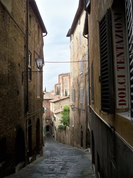 Narrow streets are the order of the day in Siena