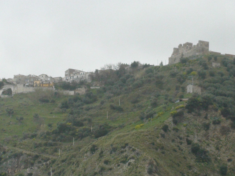 Hillside hamlet at Amantea with fortress