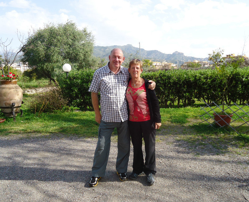 The happy travellers at our B&B in Giardini-Naxos
