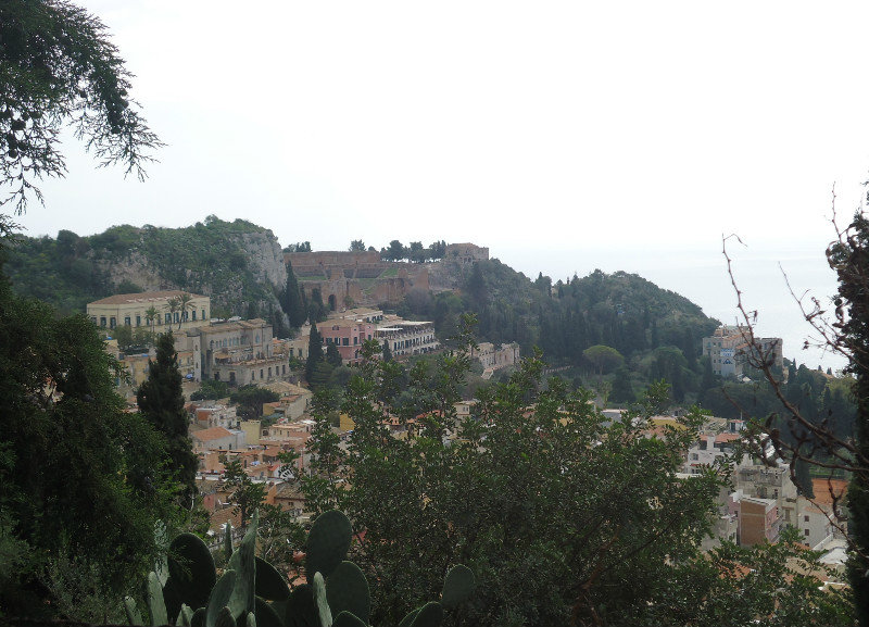 The Greek Theatre in the distance,Taormina