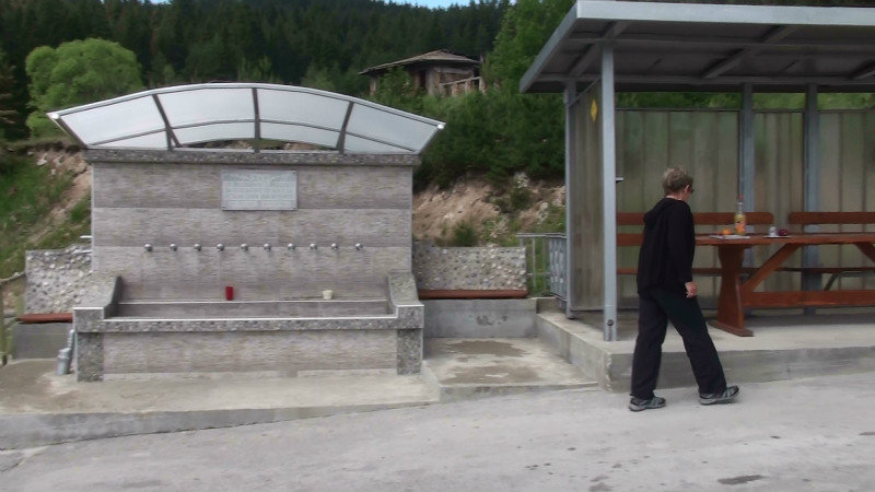 Drinking fountain in rest area in mountains