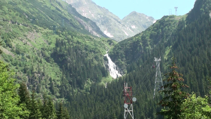 Waterfall near the bottom of the pass