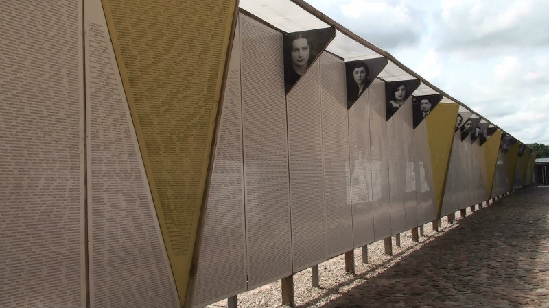 The wall of names of Latvian Jews killed in WW2