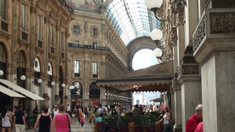 Crowds wandering inside the G V E ,Milan