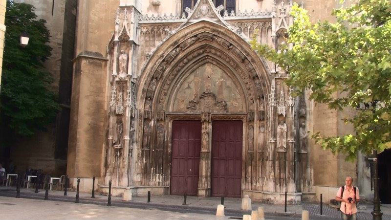 The ancient timber doors of the AeP Cathedral