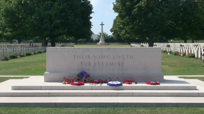 Memorial in British WW2 cemetery