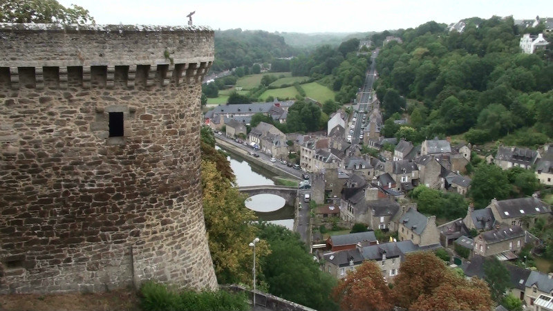 The view from the fortifications to the port on the River Rance