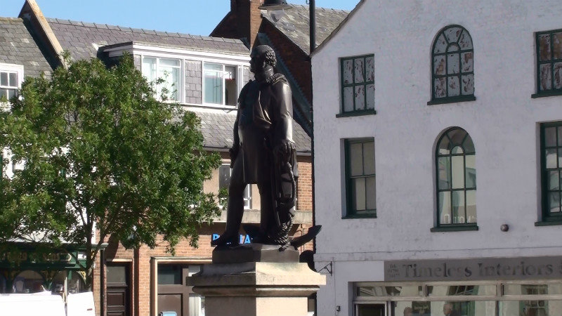 The statue of Sir John Franklin who attempted to find the way through the Northwest Passage