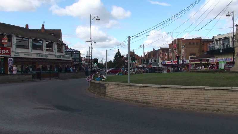 Top of the main street Skegness at the clock tower roundabout