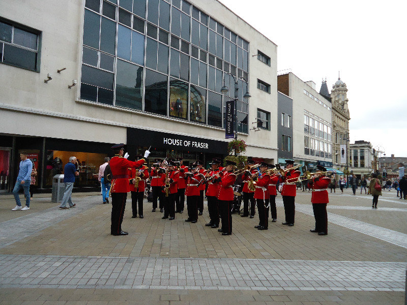 Army band,Pedestrian mall,Leeds