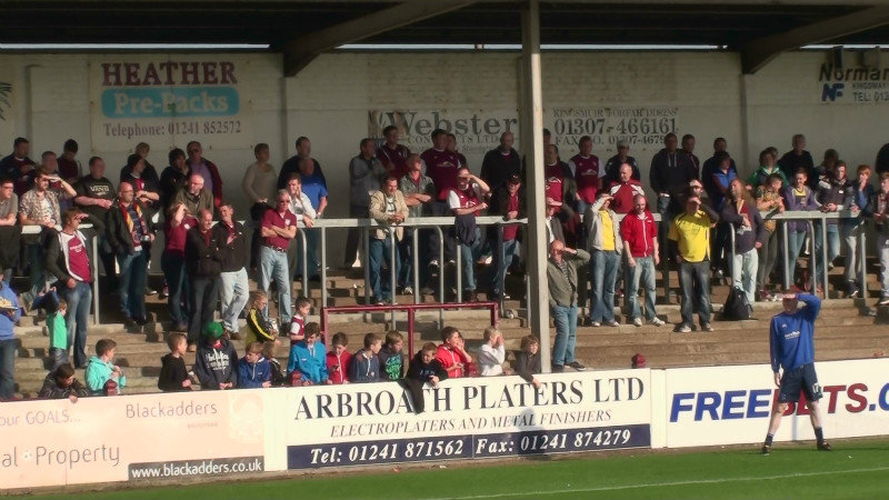 The local crowd in the 'Kop' at Gayfield Park,Arbroath