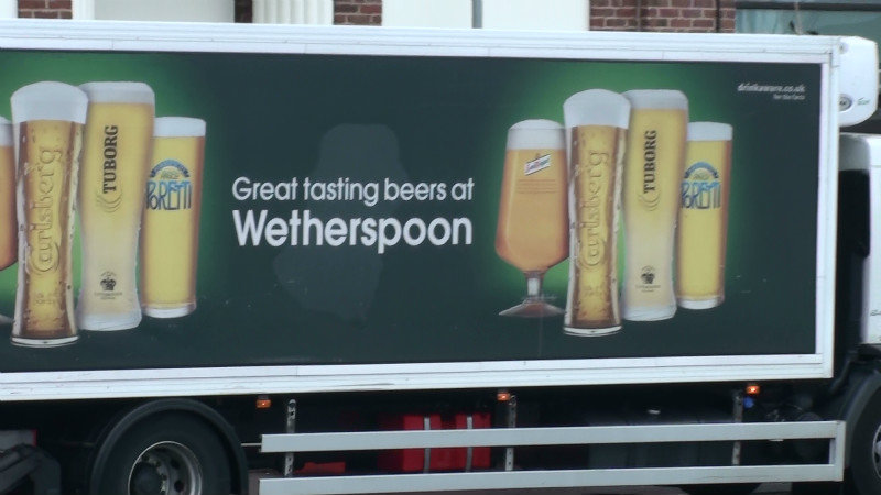 The Wetherspoons truck delivering the brewery products