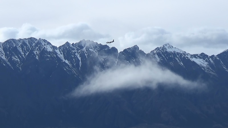 The plane is 'lost'against the Remarkables