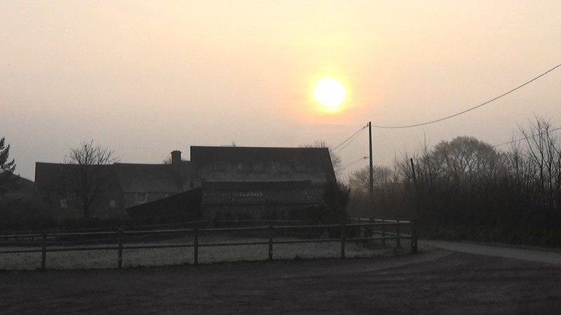 Sun rising after a frost at the Pony Club apartment