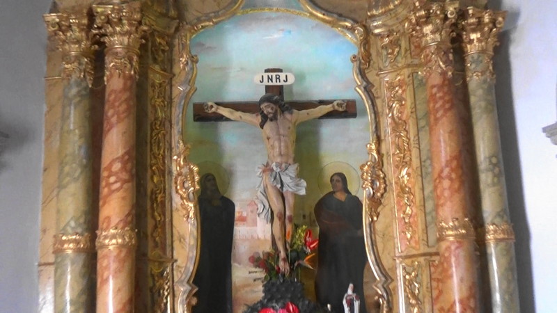 A rather graphic statue of Jesus on the Cross