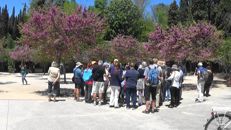 Just one of the many bus tour groups waiting for their entry time to the Alhambra