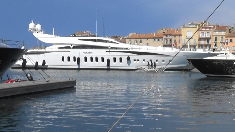 New Super Yacht arrival preparing to berth,St-Tropez