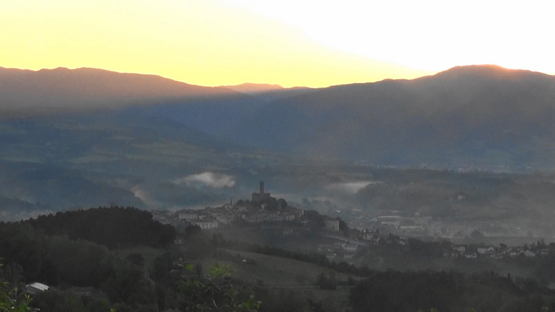Sun rising over Casentino Valley