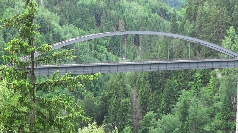 Rain viaduct over a deep gorge,Austria