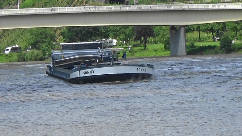 Upstream barge approaching