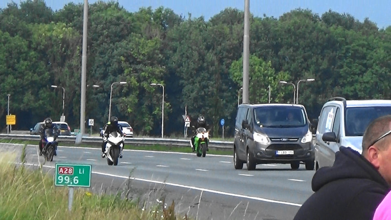 Motorcylists returning the Dutch TT on the A28