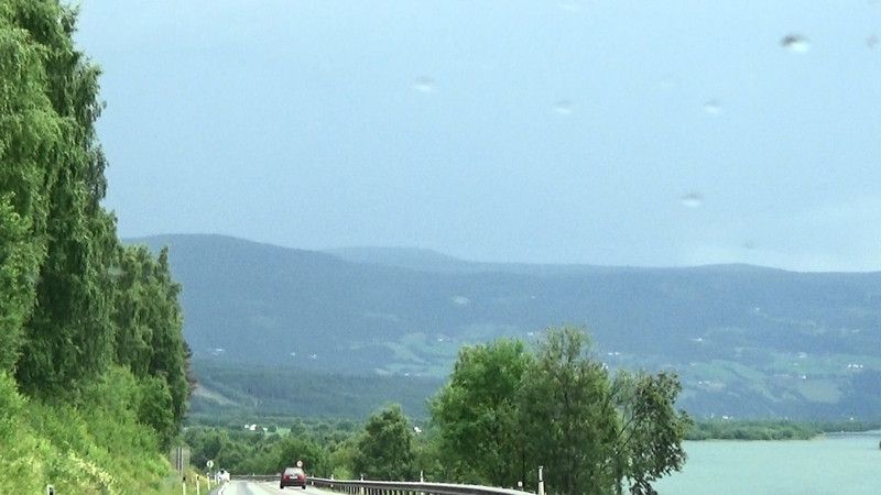 Thunderstorm passing ahead of us as we near Lillehammer,Norway