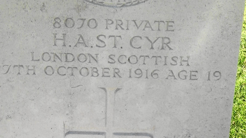 Just one of the young men,a Scot, of thousands who died in the Battle of the Somme 1916,France