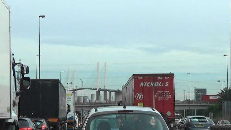 Waiting out turn for the Dartford Tunnel.Note the Queen Elizabeth bridge in the background built to ease congestion