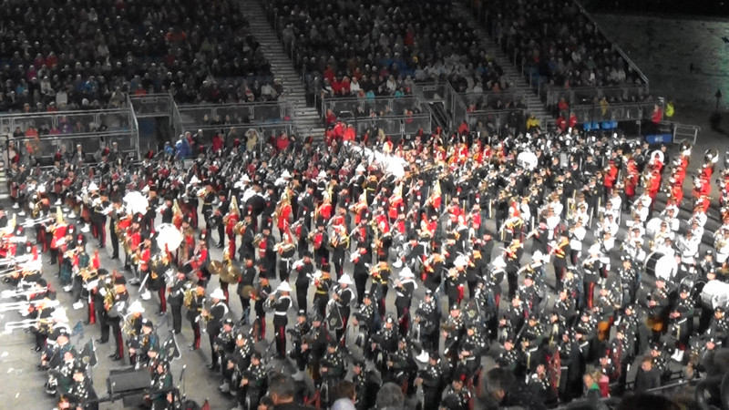 The massed bands at the conclusion of the performance