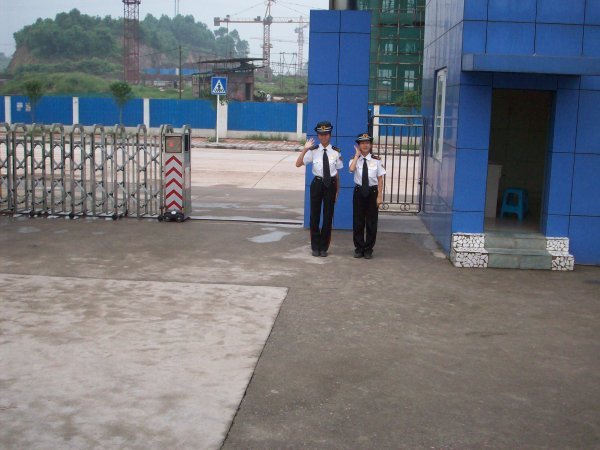 Guards and gate to enter school