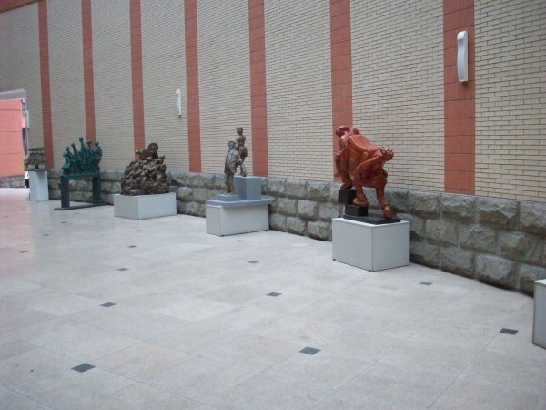 Sculptures inside art building