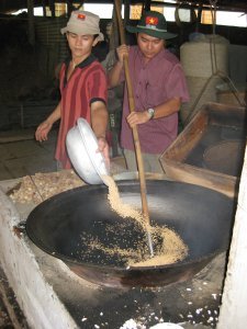 Adding the rice