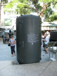 Bomb on display in the courtyard