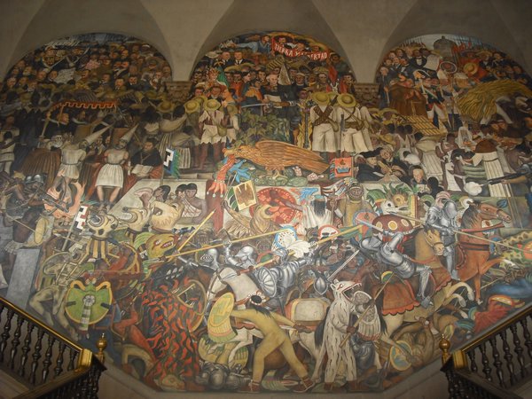 The large post-colonial mural as you come up the staircase